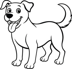 Cute and fun black and white dog illustration for kids to color, featuring a friendly and lovable puppy.





