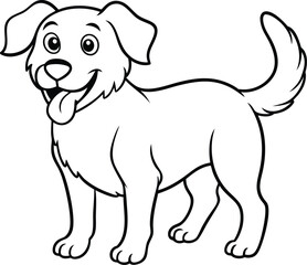 Adorable dog coloring page with simple black and white lines, perfect for kids to color and enjoy.

