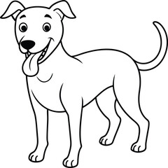 Black and white dog coloring page for children, designed with a cute puppy for fun and creativity.
