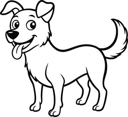 Fun and delightful dog coloring page with clear black and white graphics, perfect for young artists.
