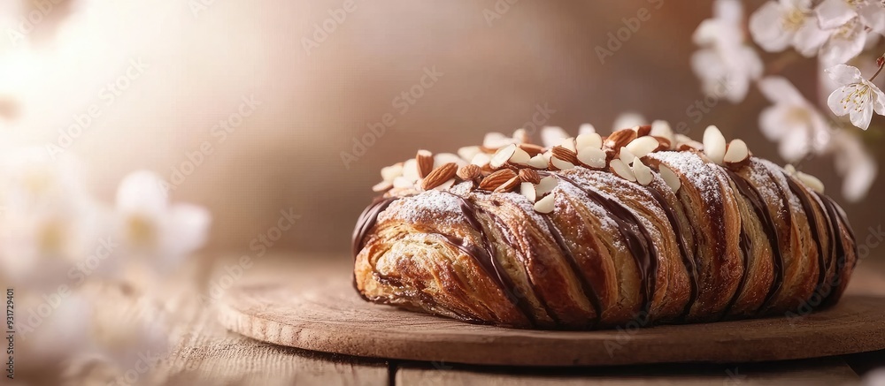 Leinwandbilder delicious chocolate and almond babka for springtime. with copy space image. place for adding text or