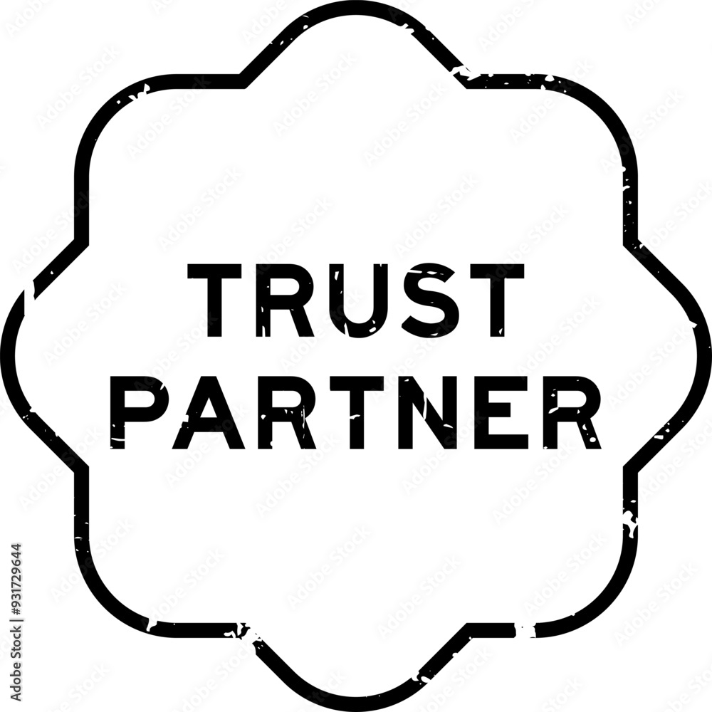 Sticker Grunge black trust partner word rubber seal stamp on white background