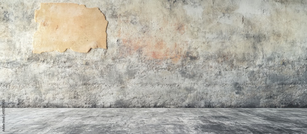 Poster Grunge wall adorned with aged insulation material. with copy space image. Place for adding text or design