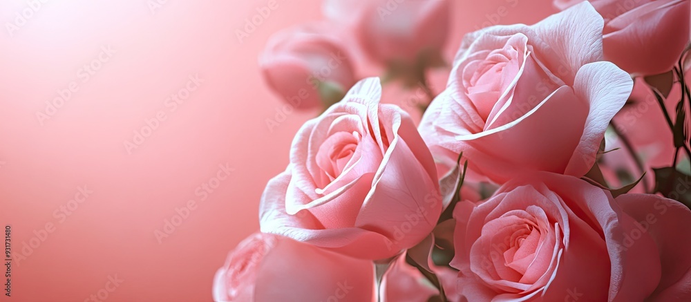 Poster roses in pink. with copy space image. place for adding text or design
