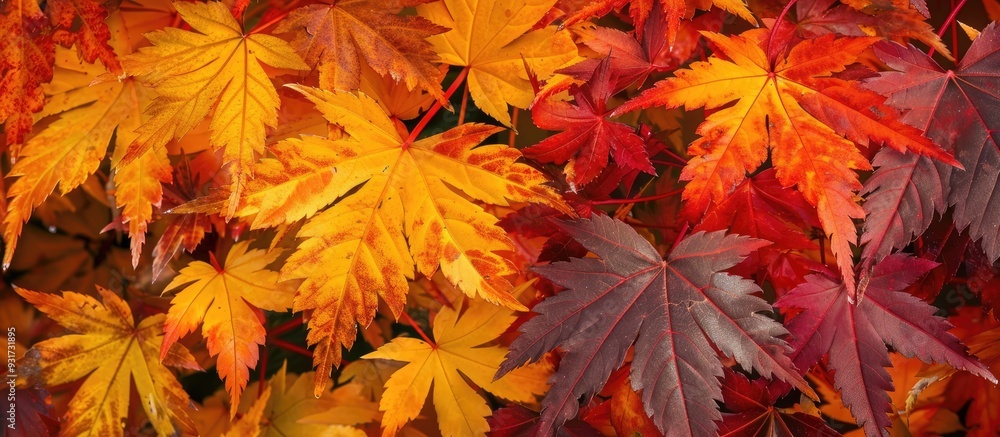 Leinwandbilder Many Japanese maples are beginning to change color. with copy space image. Place for adding text or design