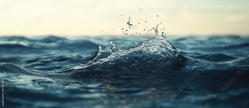 Poster Close up of a splash of water in the ocean. with copy space image. Place for adding text or design