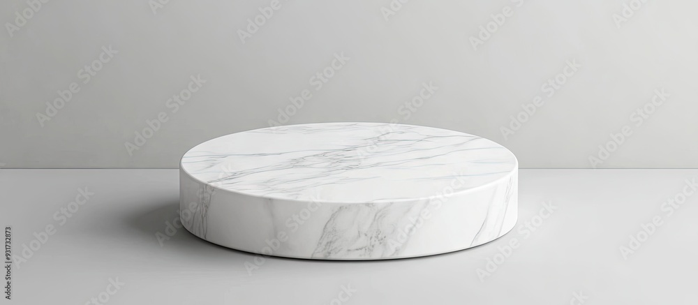 Fototapete white marble product stand marbled floor background from above for showcasing your packaging or mock