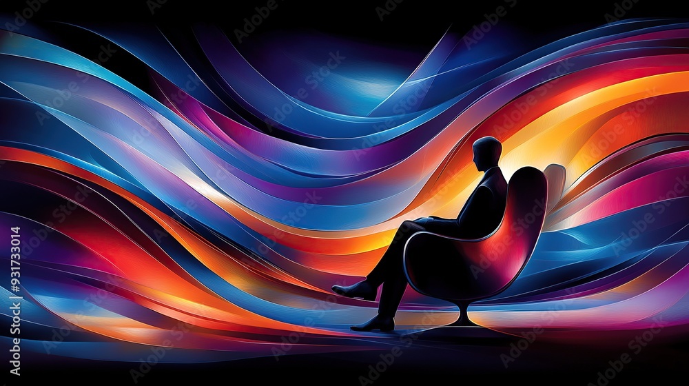 Poster abstract fauvist art with dynamic flowing shapes