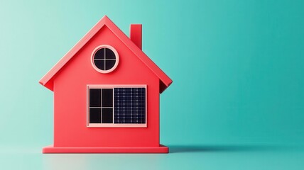 home + solar cell , 3D illustrtion, Selective focus on foreground, copy space for text, ultra HD,