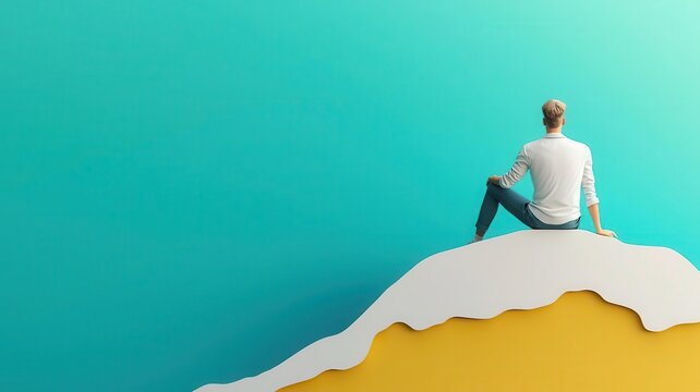 Growth mindset journey, breaking barriers with optimism, 3D illustration