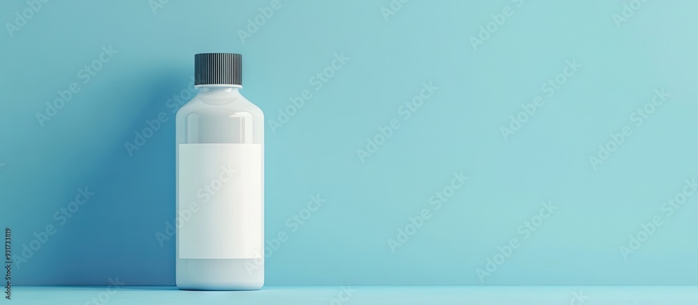 Aufkleber white bottle shampoo mockup with a blank label on a blue background beauty and health care bottle. w