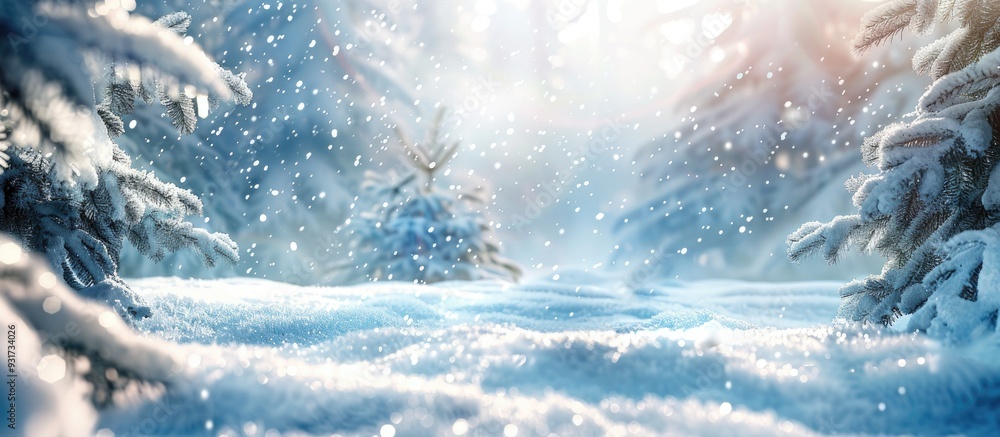 Fototapete Background of freshly fallen snow. with copy space image. Place for adding text or design