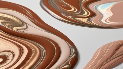 Abstract Swirls of Brown, Beige, and White Paint