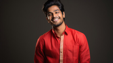 Obraz premium Young Indian man smiling and looking away