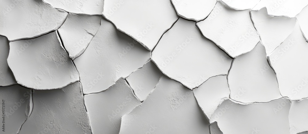 Aufkleber Zigzag pattern on the fractured white wall. with copy space image. Place for adding text or design