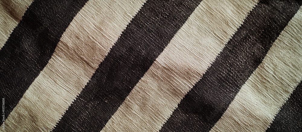 Aufkleber Close up macro of striped textile with a brown or beige background texture backdrop. with copy space image. Place for adding text or design