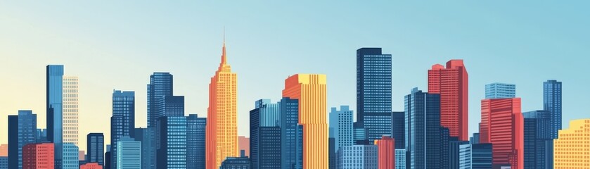 Obraz premium Empty skyscrapers, economic downturn, flat design illustration