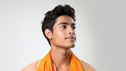 Obraz premium young indian man smiling on white background