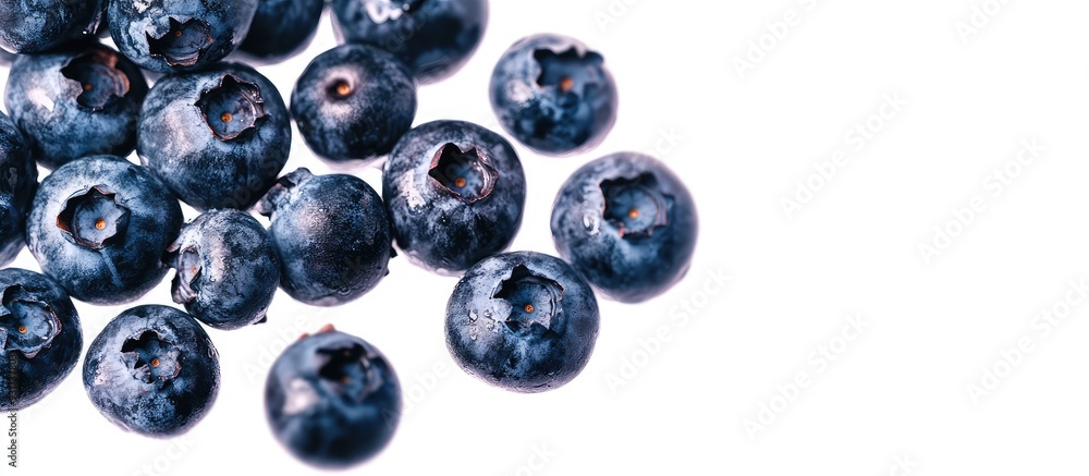 Aufkleber fresh blueberries isolated against a white background clipping path of a macro photo of blueberries 