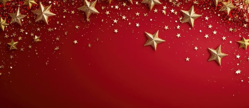 gold stars on a red backdrop copyspace card