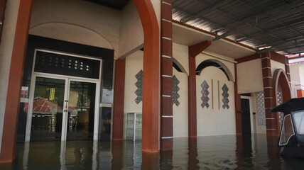 The flooded mosque in the Village of Tualango of Gorontalo