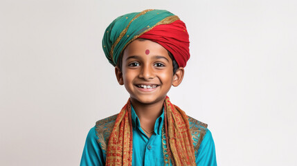 indian boy wearing Rajasthani turban