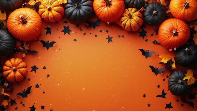 A decorative Halloween frame with a pumpkin