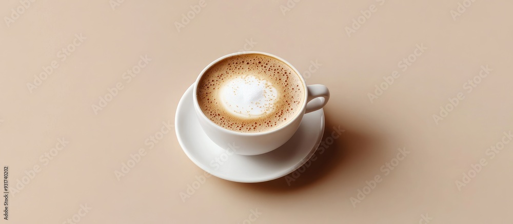 Poster a cappuccino with sugar. with copy space image. Place for adding text or design