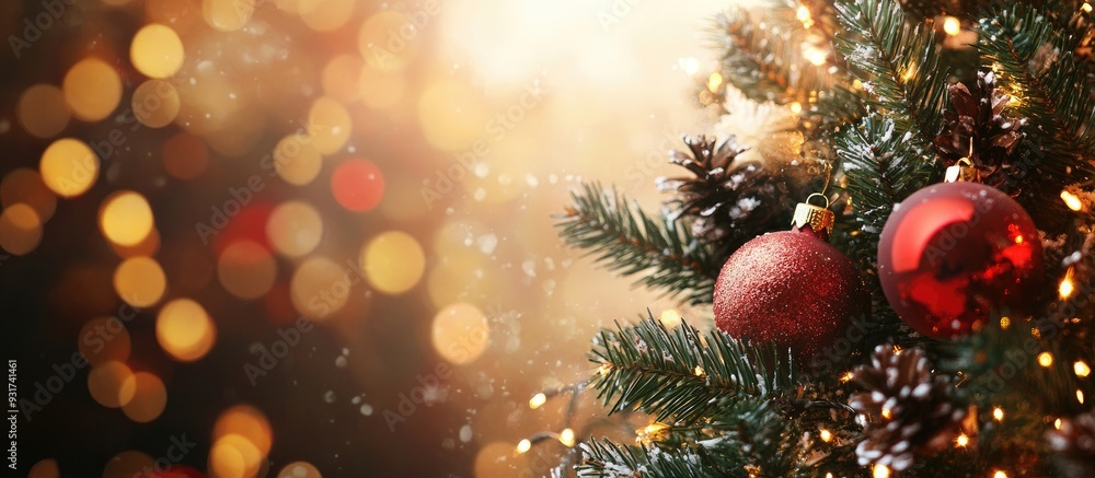 Poster christmas decorations backdrop. with copy space image. place for adding text or design