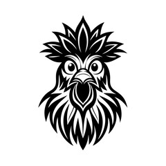 chicken head black silhouette on white background