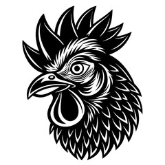 chicken head black silhouette on white background