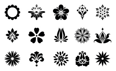 Flowers icon set. Flowers isolated on transparent background. Flowers in modern simple. Cute round flower plant nature collection. Vector illustrator