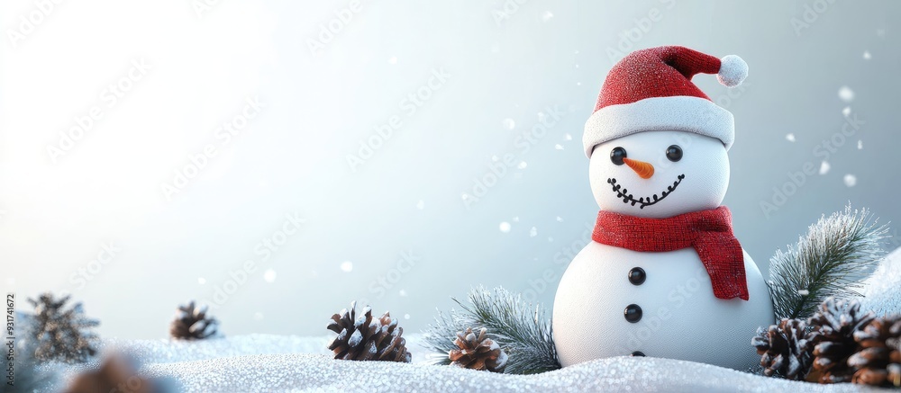 Poster Snowman Christmas decorations for a background or postcard. with copy space image. Place for adding text or design