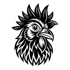 chicken head black silhouette on white background