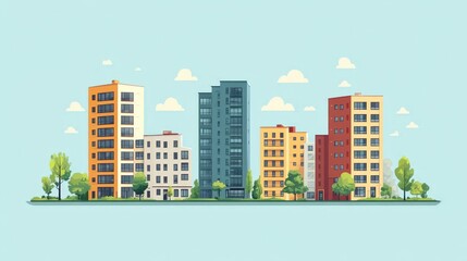 Real estate slump, halted urban development, flat design illustration