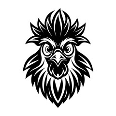 chicken head black silhouette on white background