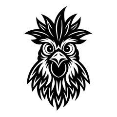 chicken head black silhouette on white background