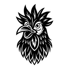 chicken head black silhouette on white background