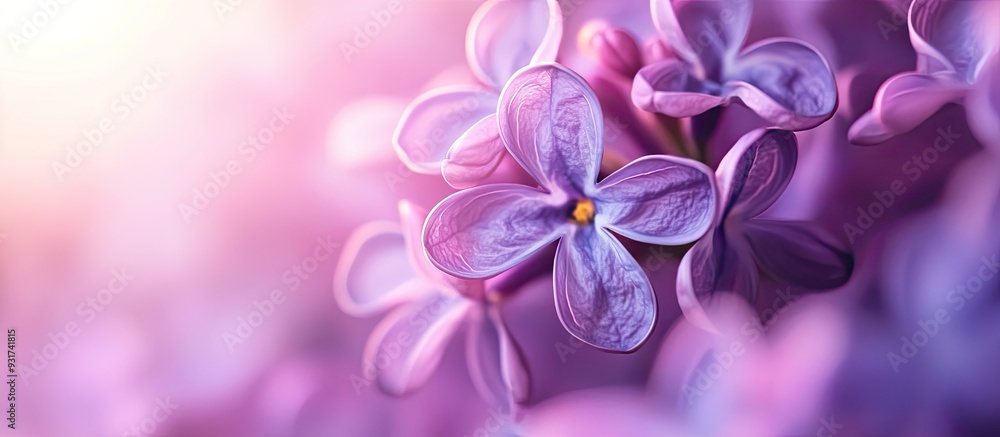 Fototapete lilac flower backgrounds macro shot of spring lilac violet flowers illuminated by sunlight creating 