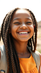 Portrait of a happy young girl with braids