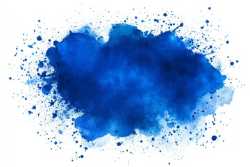 An isolated watercolor of a swirl splash of blue ink or water with subtle bubbles, on a transparent background, with liquid flowing in the form of a wave, brush strokes, and stains.