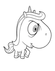  Mean Angry Evil Unicorn Pony Horse Vector Illustration Coloring Book Page Art © Blue Foliage