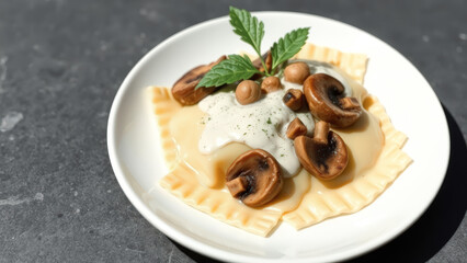 Creamy Mushroom Ravioli with Fresh Herbs