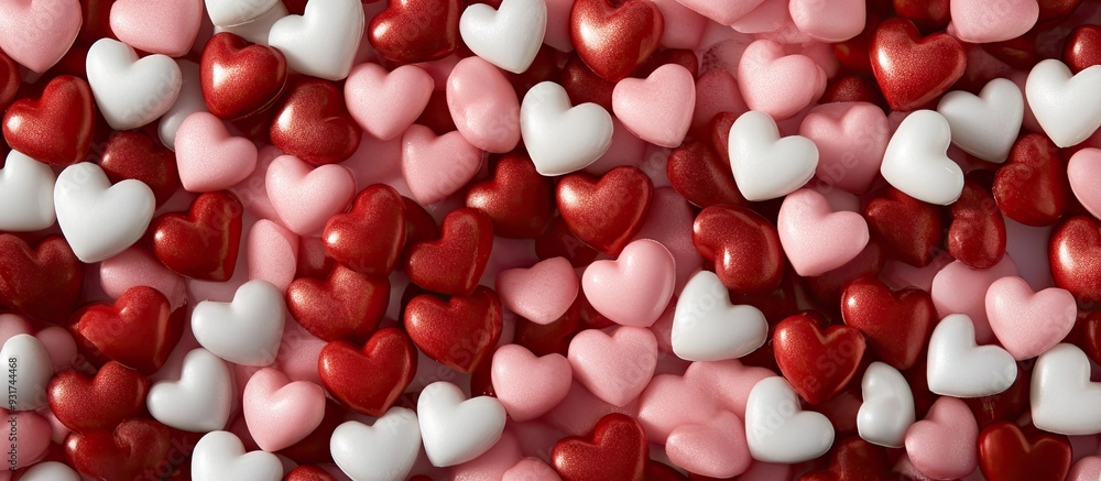 Poster hearts for a valentine s day candy backdrop. with copy space image. place for adding text or design