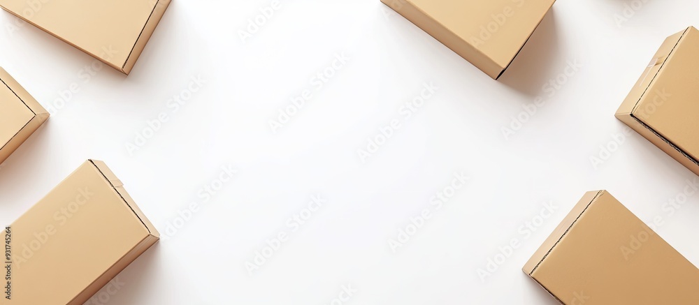 Poster cardboard boxes for postal and ems shipments with copy space for branding or logos concepts of onlin