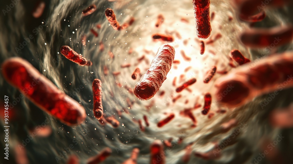 Poster bacteria are rapidly multiplying in the bloodstream, illustrating their dynamic growth and response 
