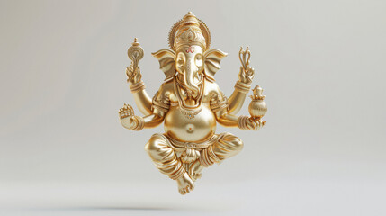 Obraz premium golden statue of god Ganesha on a white background