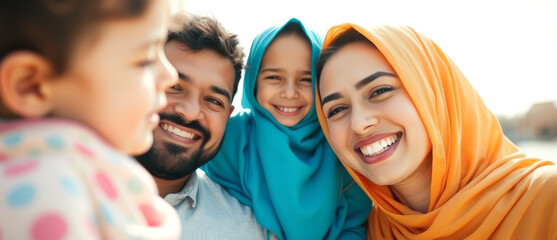 Fototapeta premium Happy Muslim family portrait