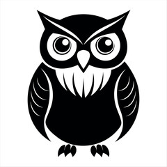 OWL bird black silhouette Isolated on a white background, owl bird set vector illustration