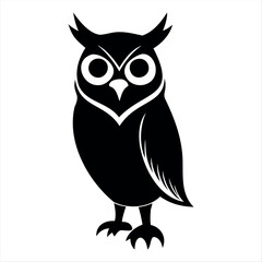 OWL bird black silhouette Isolated on a white background, owl bird set vector illustration